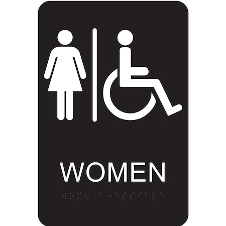 Hy-Ko Braille Women Handicapped Accessible Signs 6" x 9", 3PK A20006